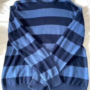 J. Crew Blue and Black Crewneck Sweater with Stripes